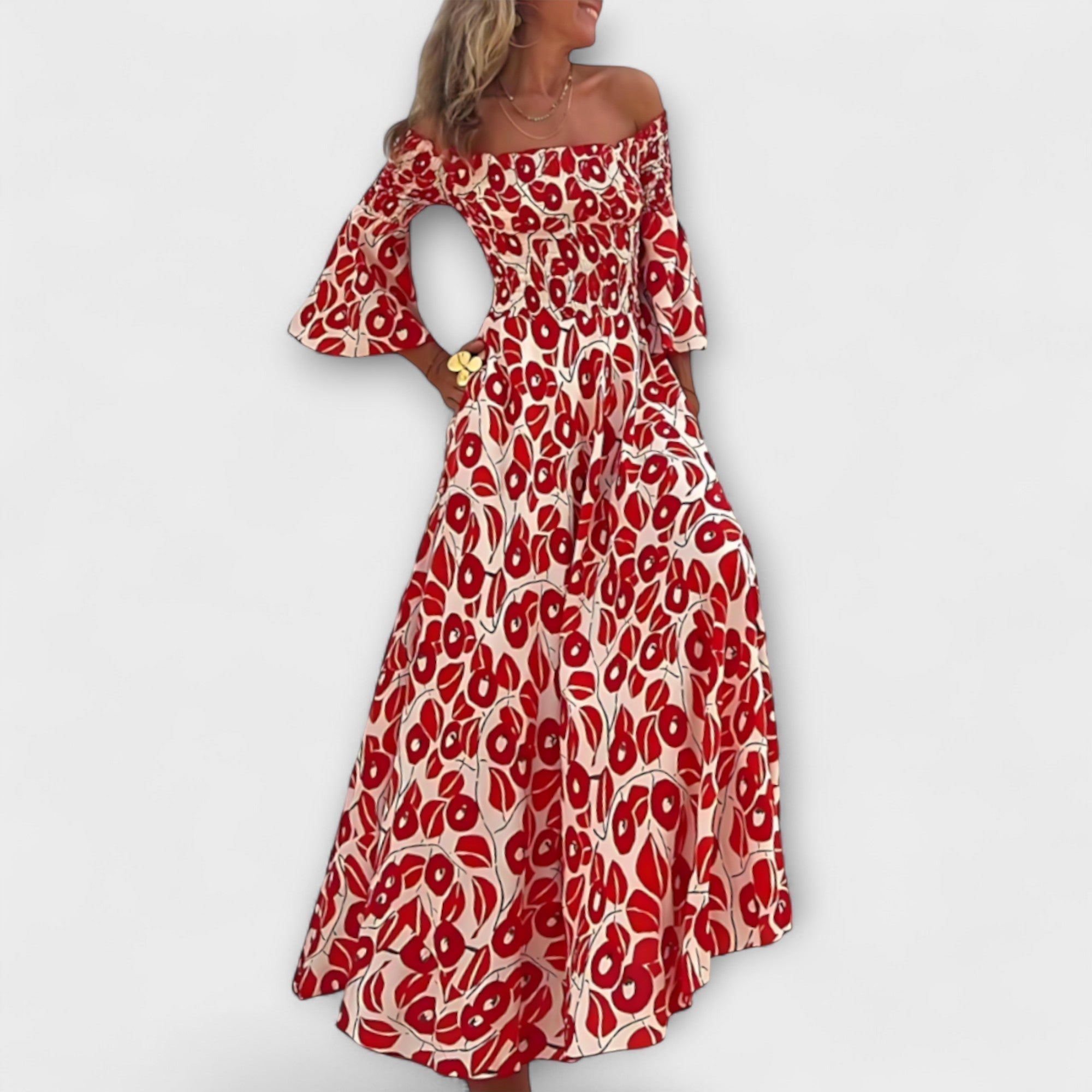 bella off shoulder dress Bella Off-Shoulder Maxi Dress Green