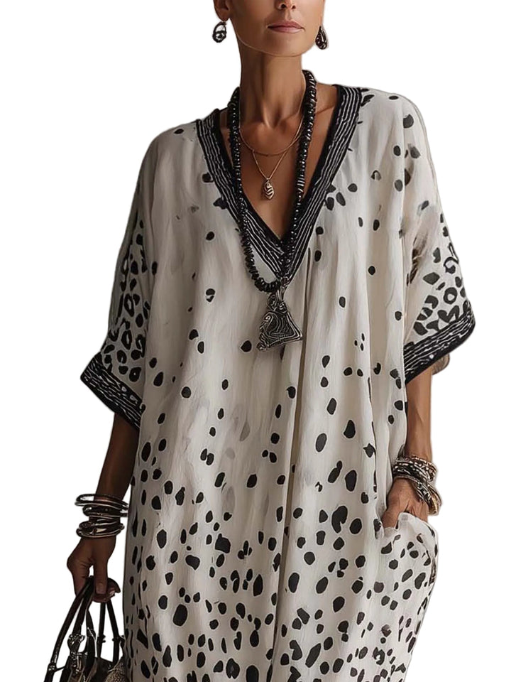 Elena - Light Gray Gradient Leopard Print Chiffon Maxi Dress