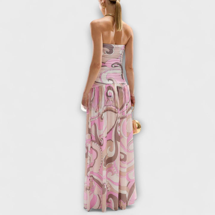Tatum - Superbe robe longue bustier pastel