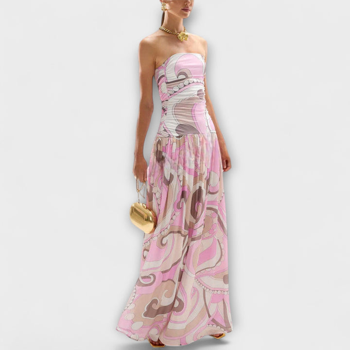 Tatum - Superbe robe longue bustier pastel