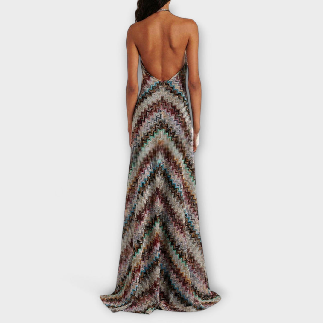 Reese - Robe en maille Jodie à motif chevron coloré