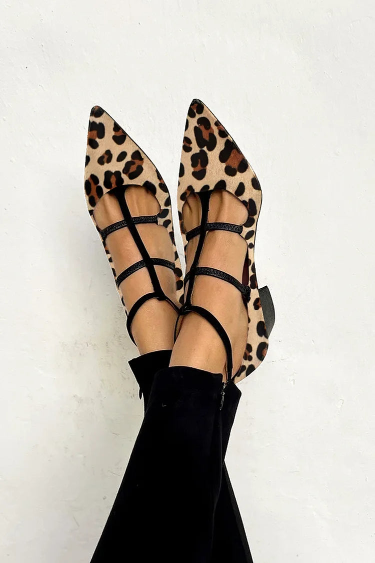 Bridget | Tacchi a Ballerina con Cinturino Leopardato
