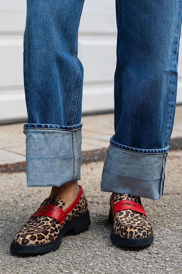 Ginevra | Mocassino leopardato con dettaglio rosso