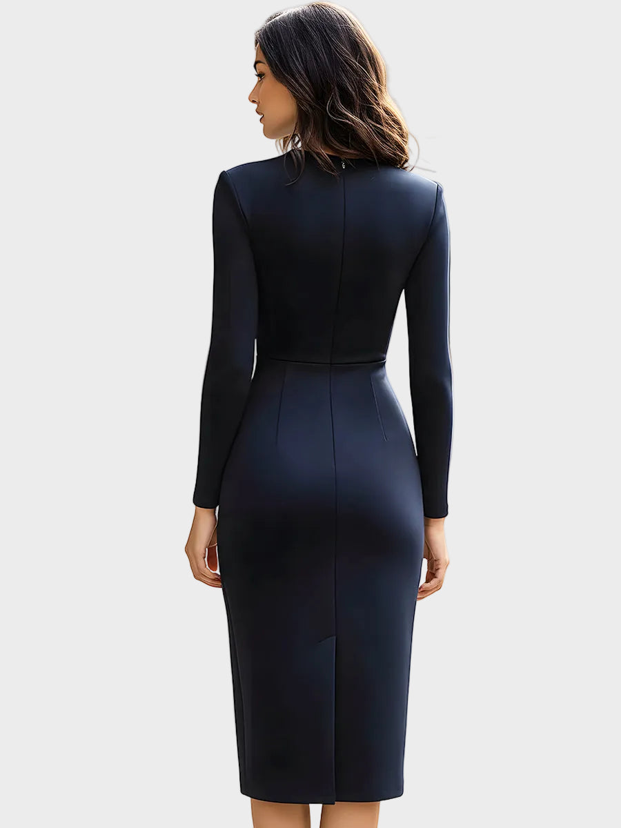 Alyanna | Abito midi a maniche lunghe con zip asimmetrica
