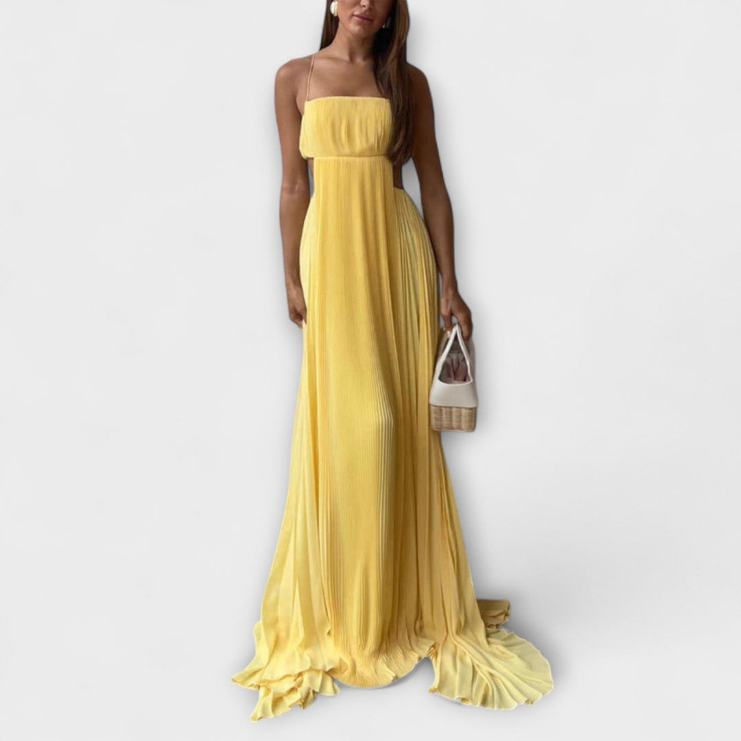 Mireille - Abito lungo fluido plissettato chic con cut-out