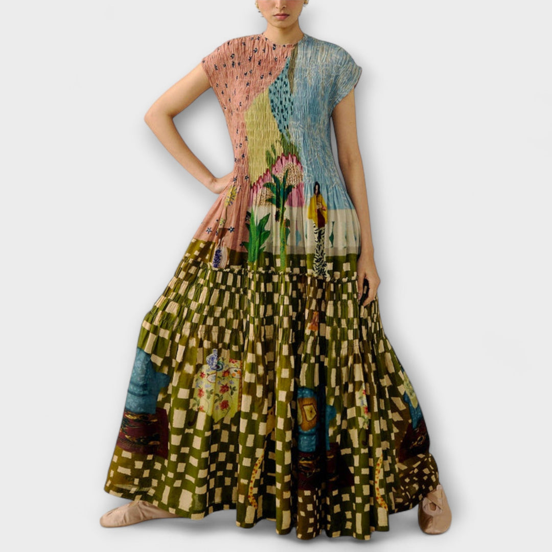 Amara - Vestito plissettato con stampa animalier