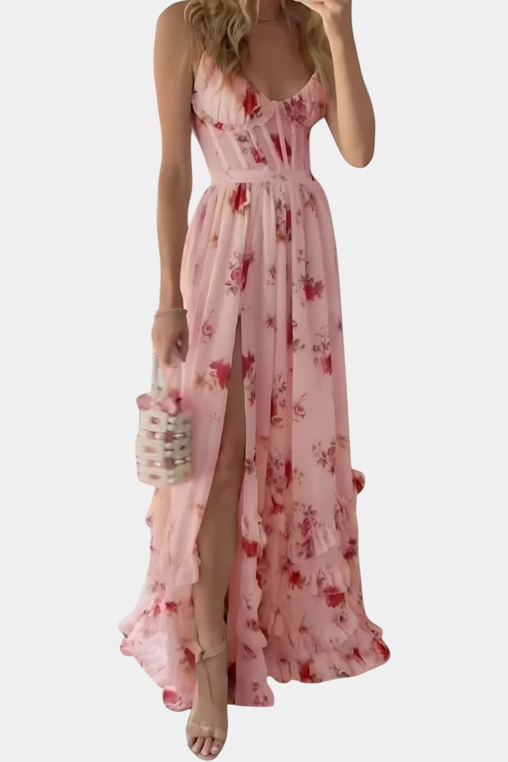 Luna Maxi Corset Dress con Fantasia Floreale
