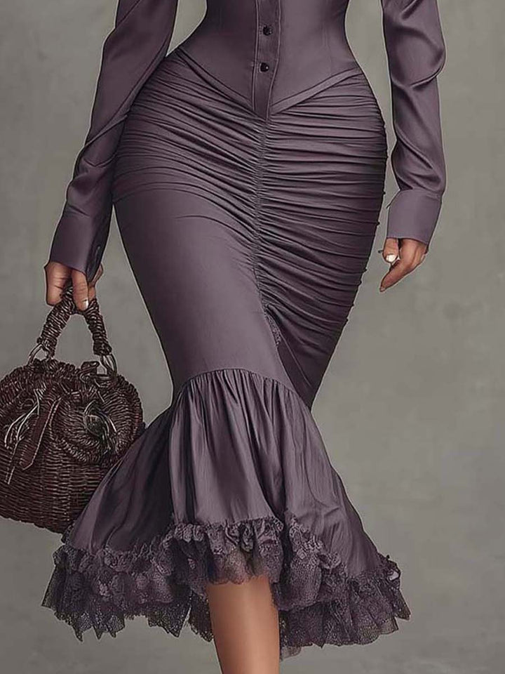 Minnie | Robe Midi en Satin avec Anses coloris Dusty