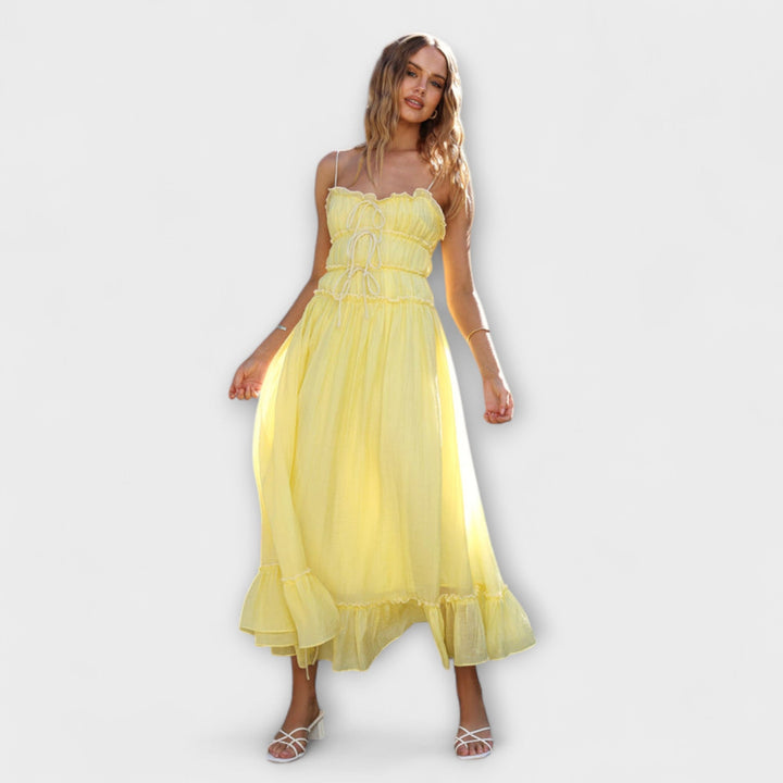 Celine - Robe Midi Sans Manches à Volants