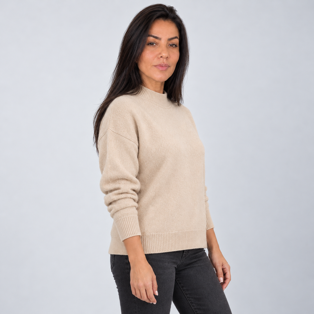 Women's Mock Neck Sweater with Drop Shoulders