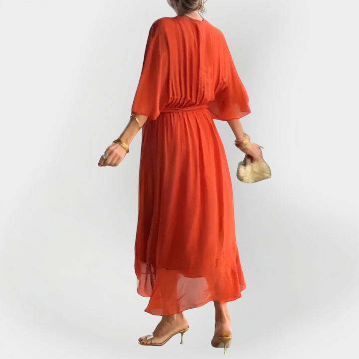 Abito in Chiffon con Scollo a V