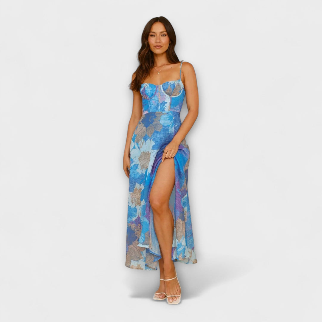 Audrey - Abito da Donna con Spalline e Stampa Floreale - Elegante e Seducente