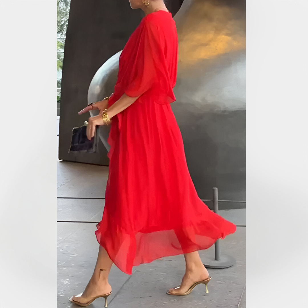 Abito in Chiffon con Scollo a V