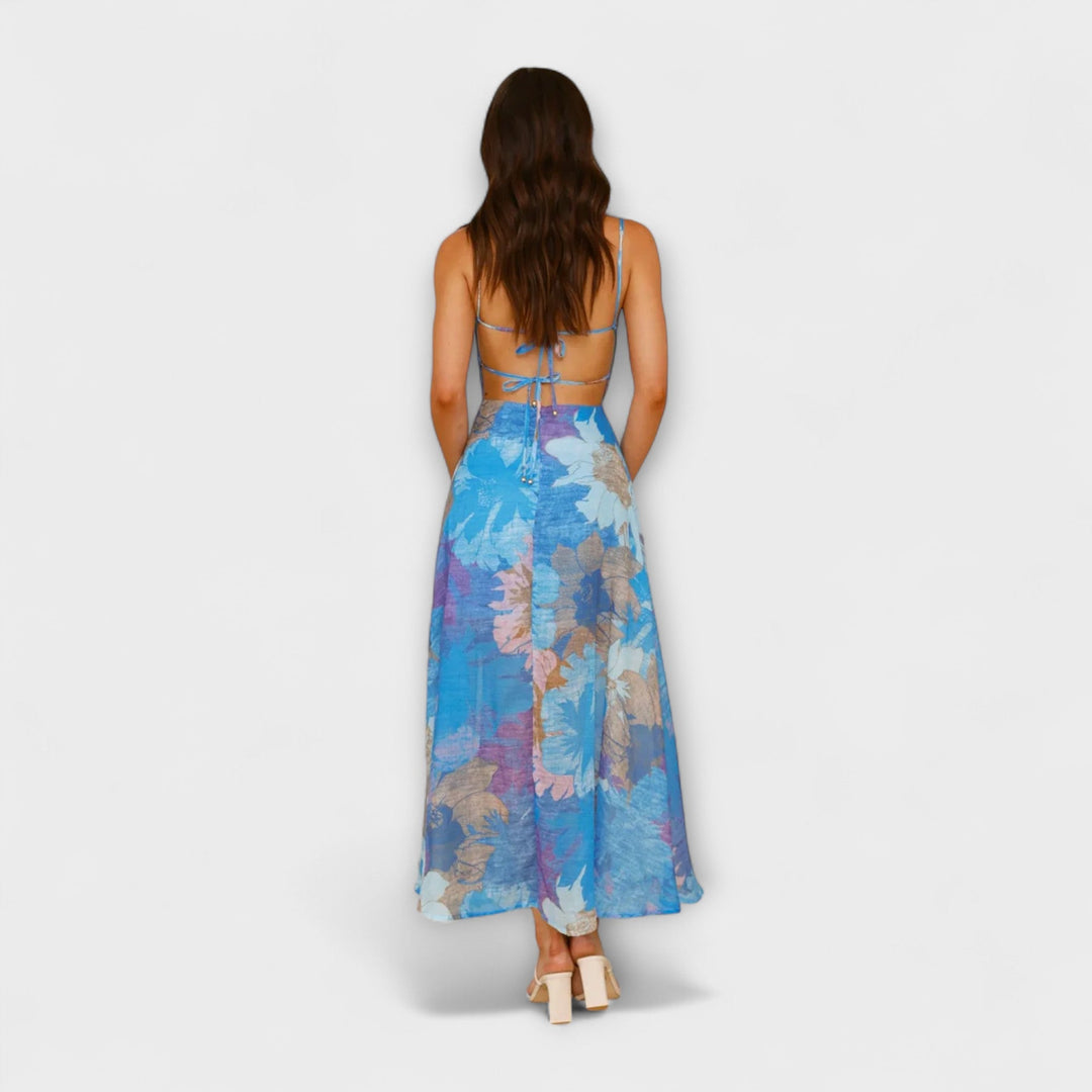 Audrey - Abito da Donna con Spalline e Stampa Floreale - Elegante e Seducente