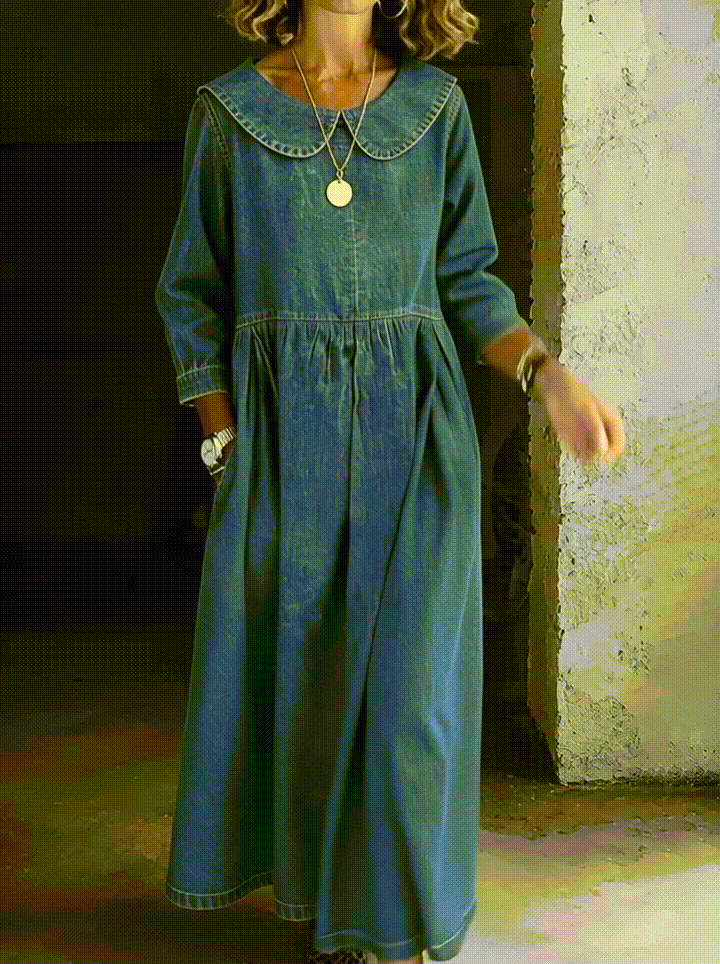 Denim Dress with Peter Pan Collar for Women – The Harrington Sisters