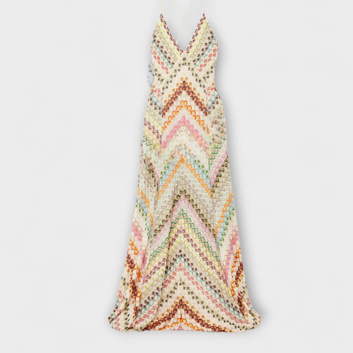 Remi - Robe longue Missoni à motif chevrons colorés