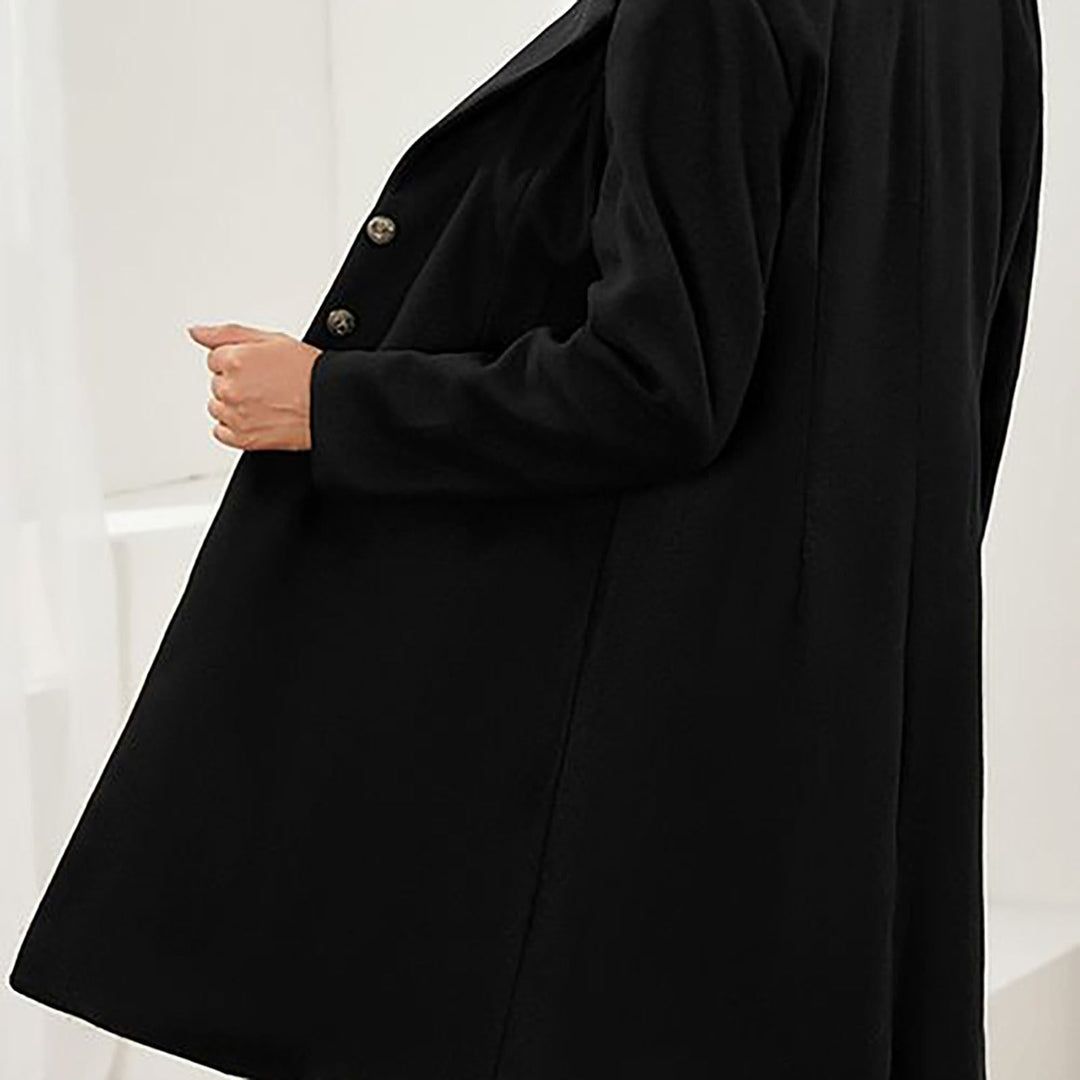 Elegant Wool Coat for Women with Notched Lapel Long Sleeve Button Front Tailored Style