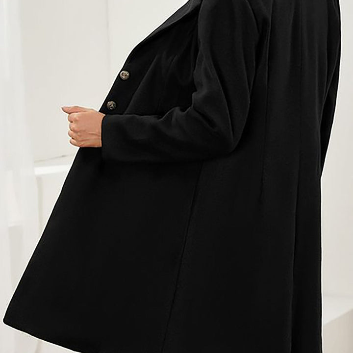Elegant Wool Coat for Women with Notched Lapel Long Sleeve Button Front Tailored Style