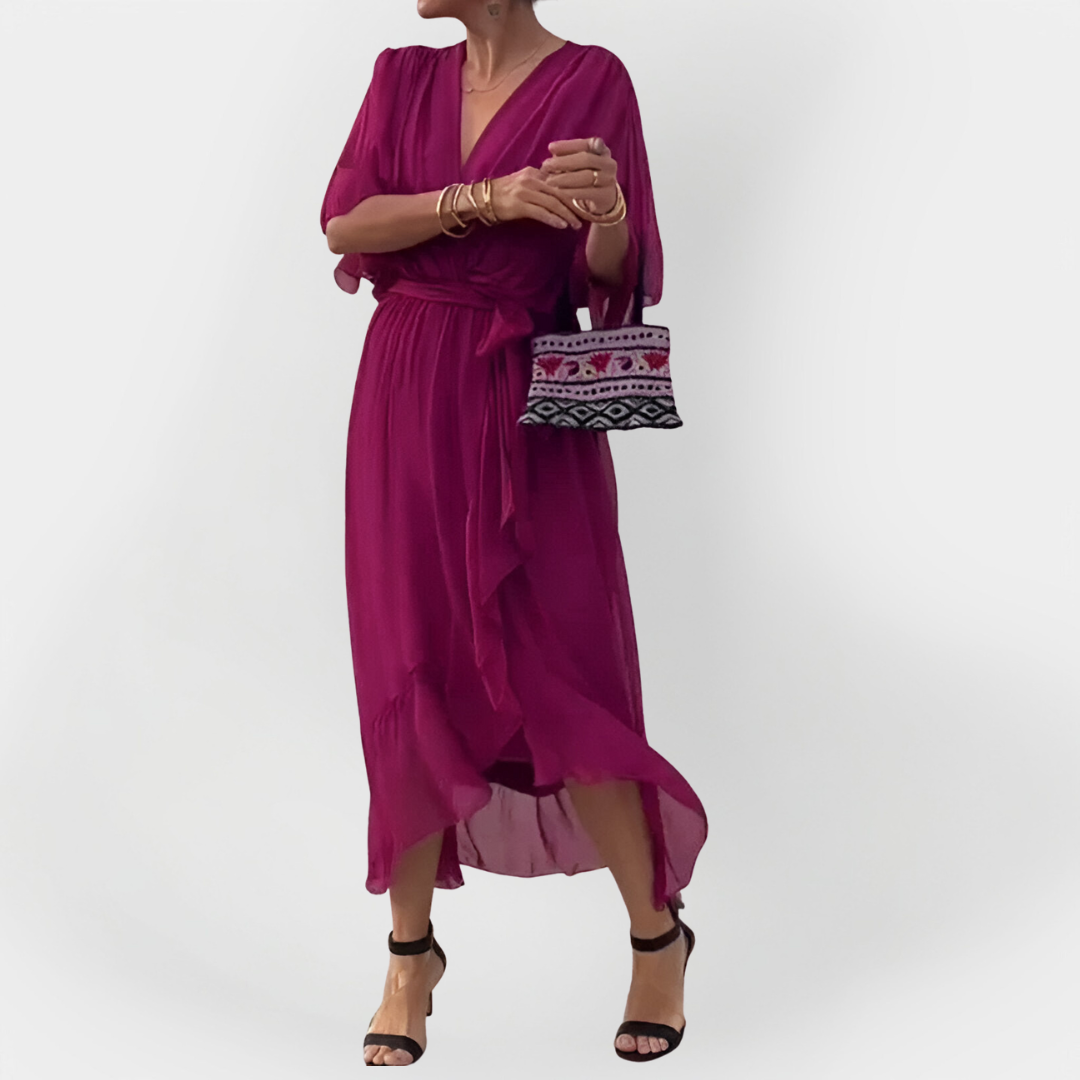 Abito in Chiffon con Scollo a V