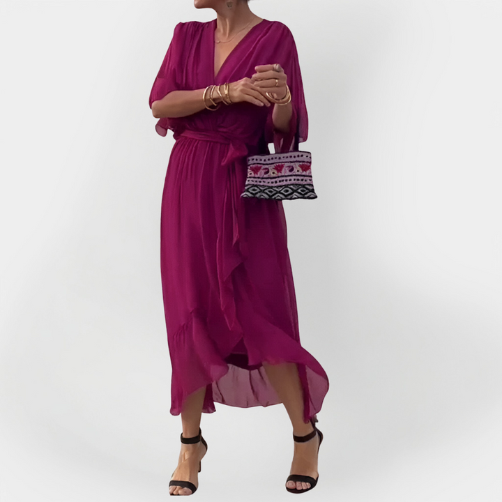 Abito in Chiffon con Scollo a V