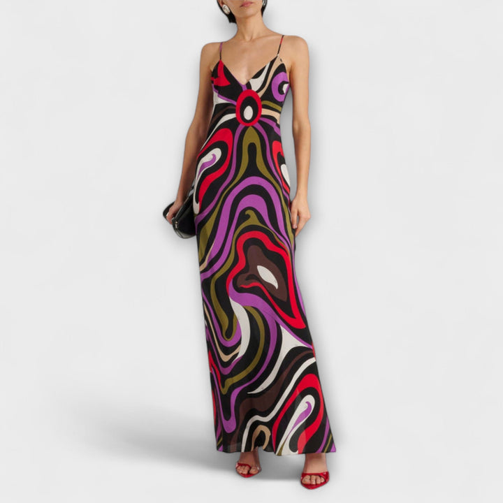 Daphne - Maxi abito con stampa marmorizzata
