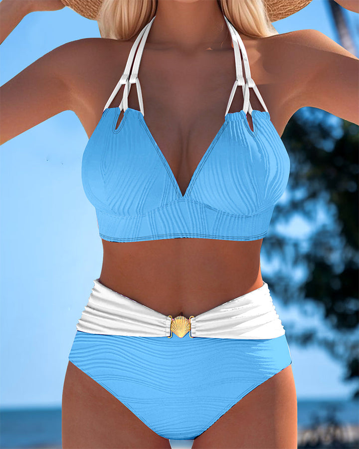 Lily™ | Costume da Bagno a Vita Alta con Doppio Laccio e Colore a Contrasto