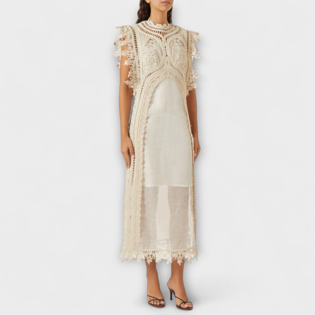 Mira - Robe longue en organza tissé ajouré