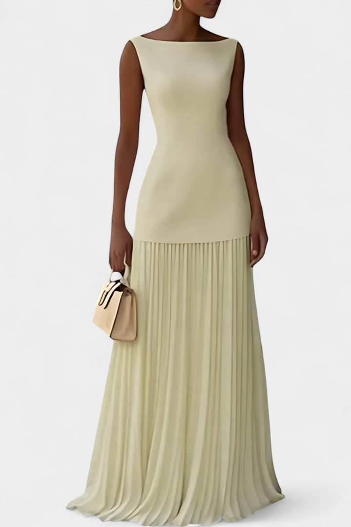 Abito da sera lungo in chiffon Silvana con pieghe