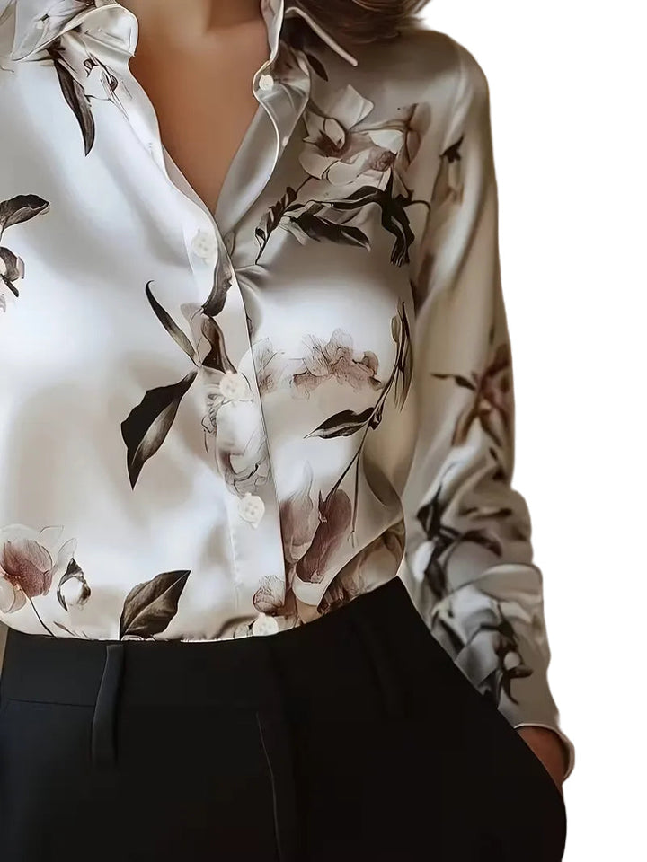 Brittney - Long Sleeve Floral Print Blouse