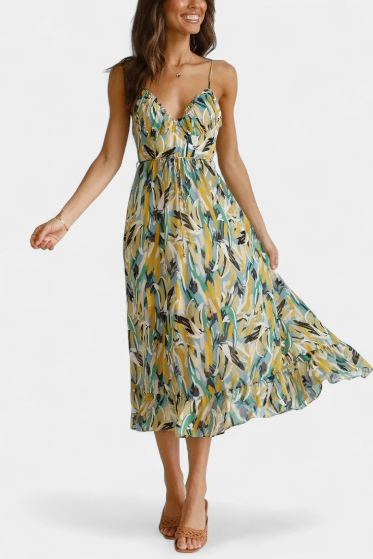 Robe midi Fiona à motif vif