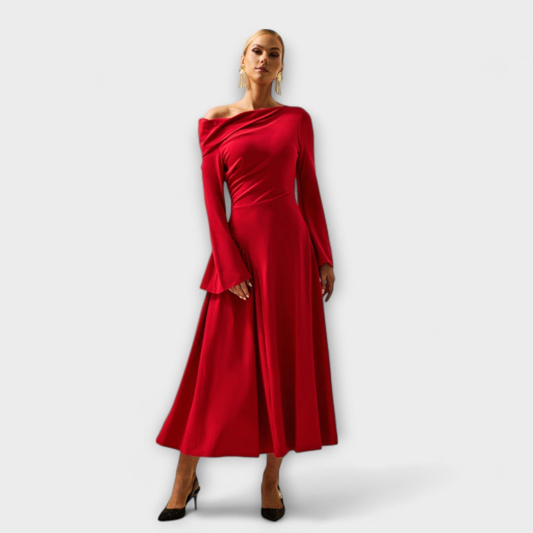 willa midi dress Santorelli Women's Willa Long Sleeve Midi Dress - Red - Size 2