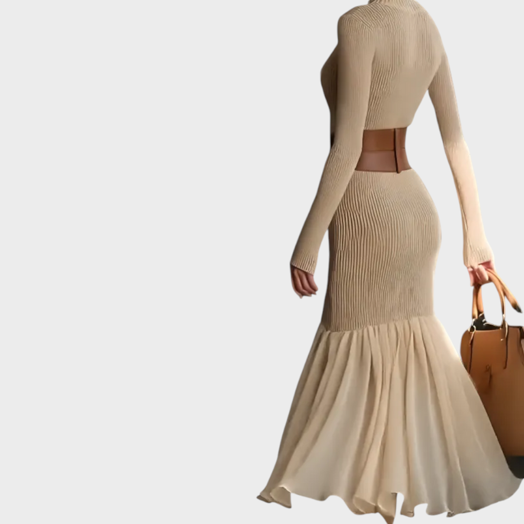 Florentina | Abito Elegante in Maglia a Collo Alto