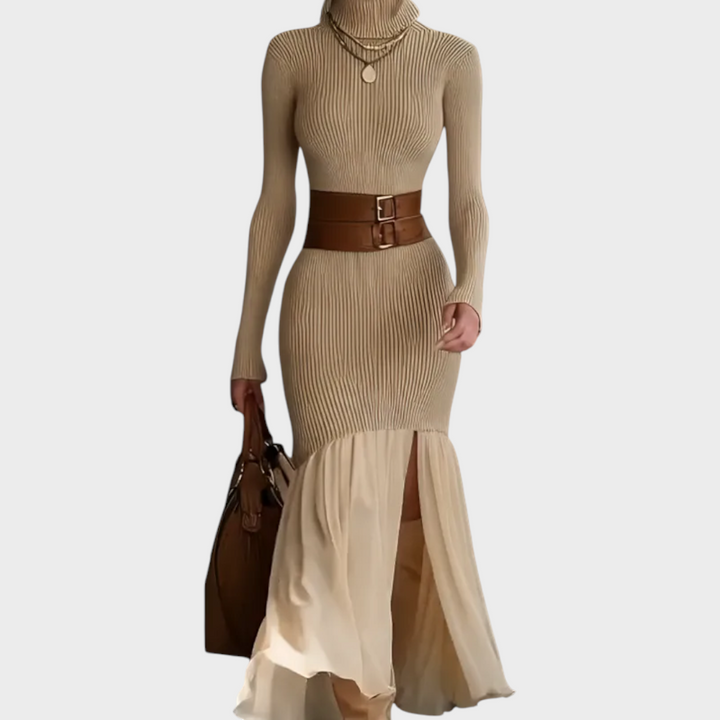 Florentina | Abito Elegante in Maglia a Collo Alto