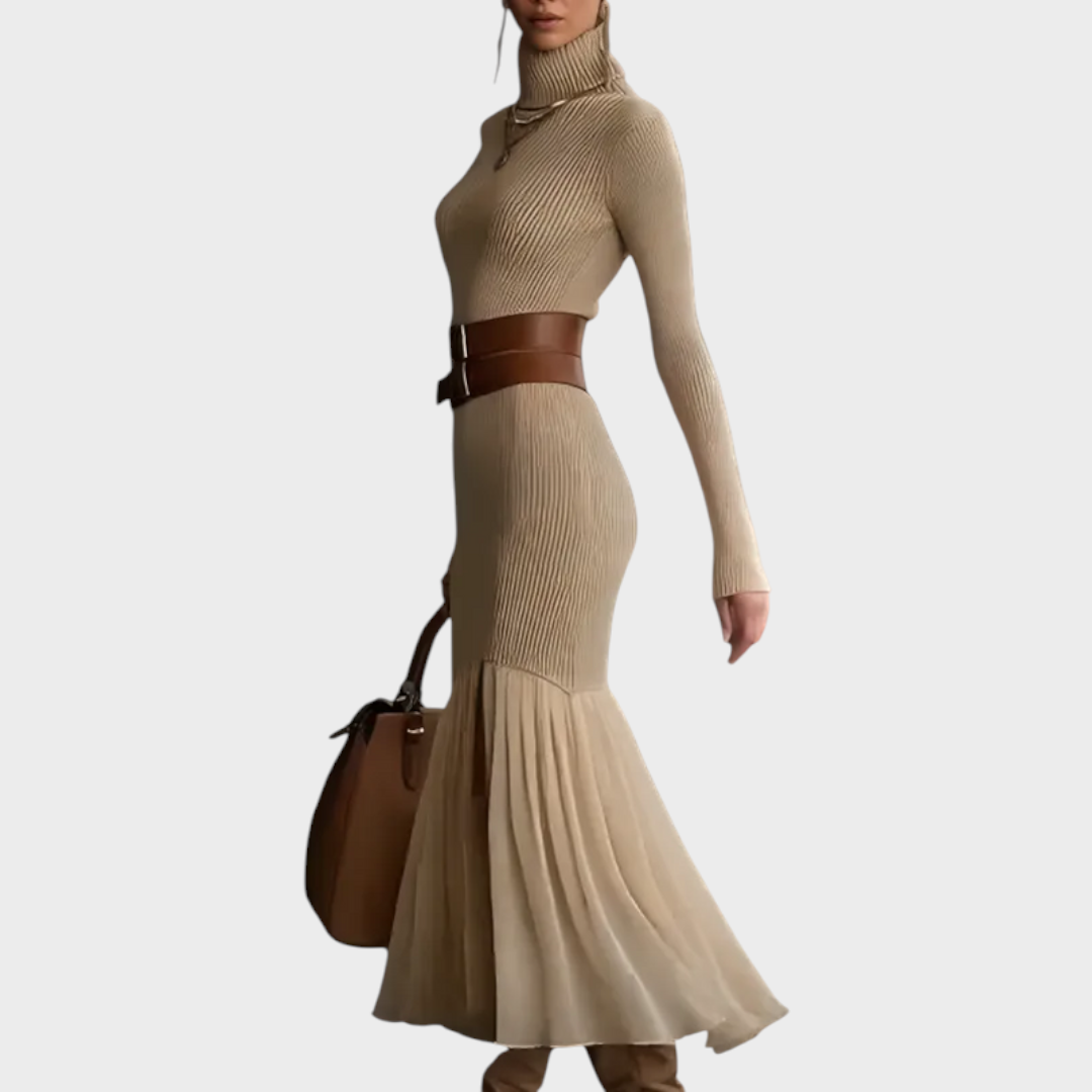 Florentina | Abito Elegante in Maglia a Collo Alto