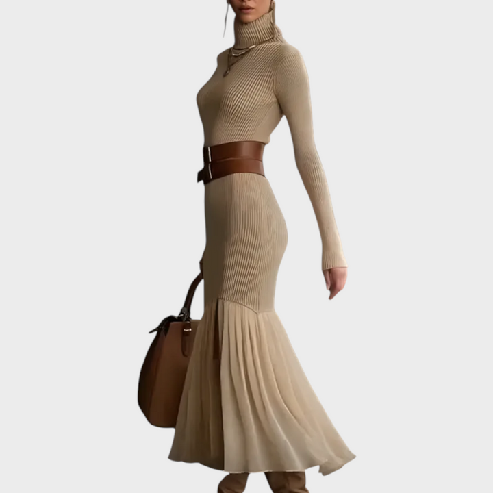 Florentina | Abito Elegante in Maglia a Collo Alto