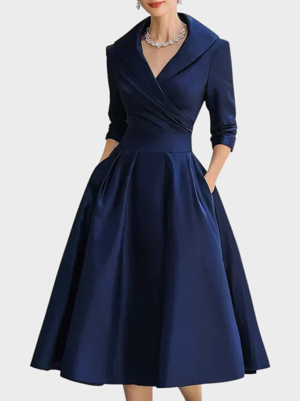 Gabriella | Elegant Midi Dress with Sophisticated Details and Practical Pockets