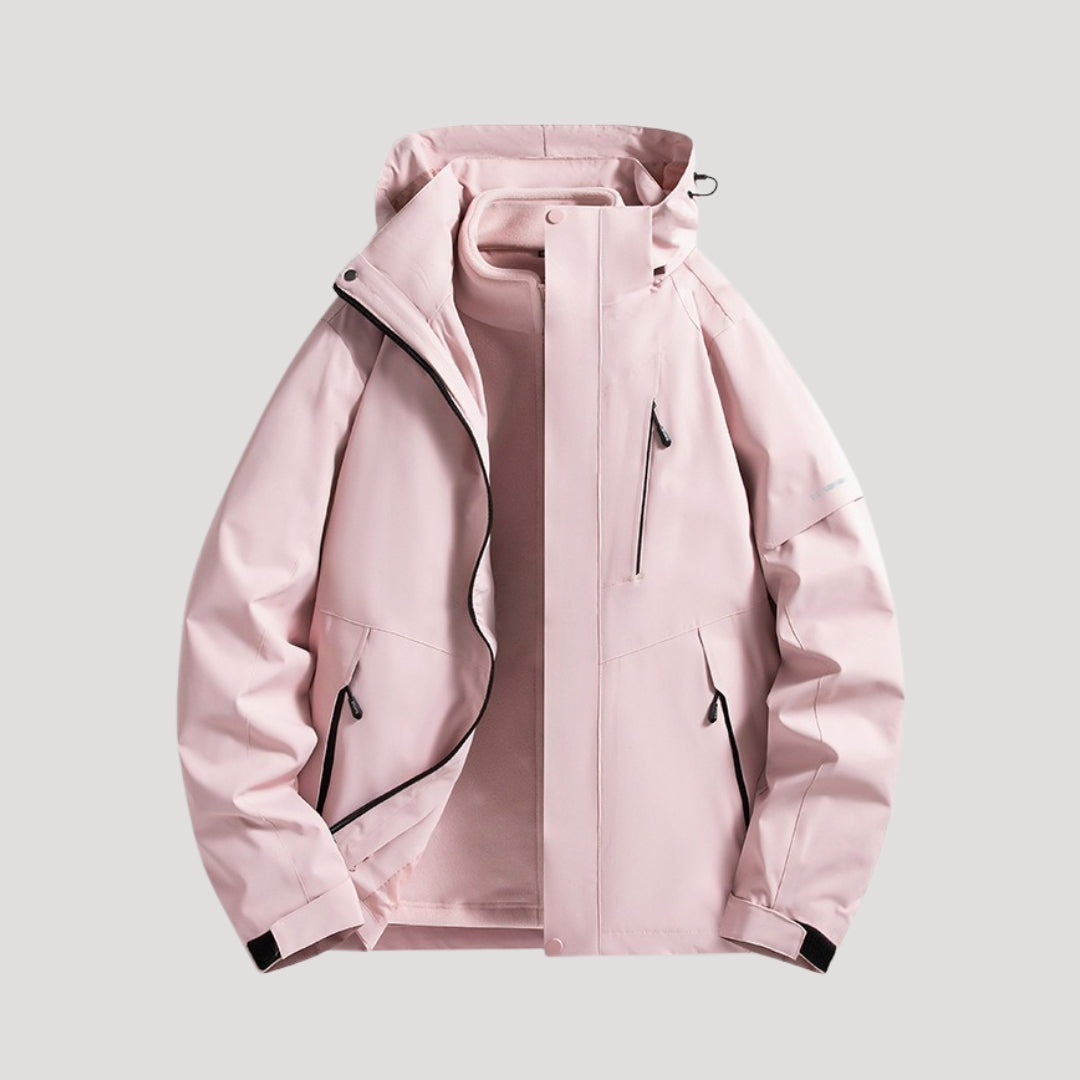 Effortless Waterproof Rain Jacket for Women with Hooded Zip Front Colorblock Relaxed Style