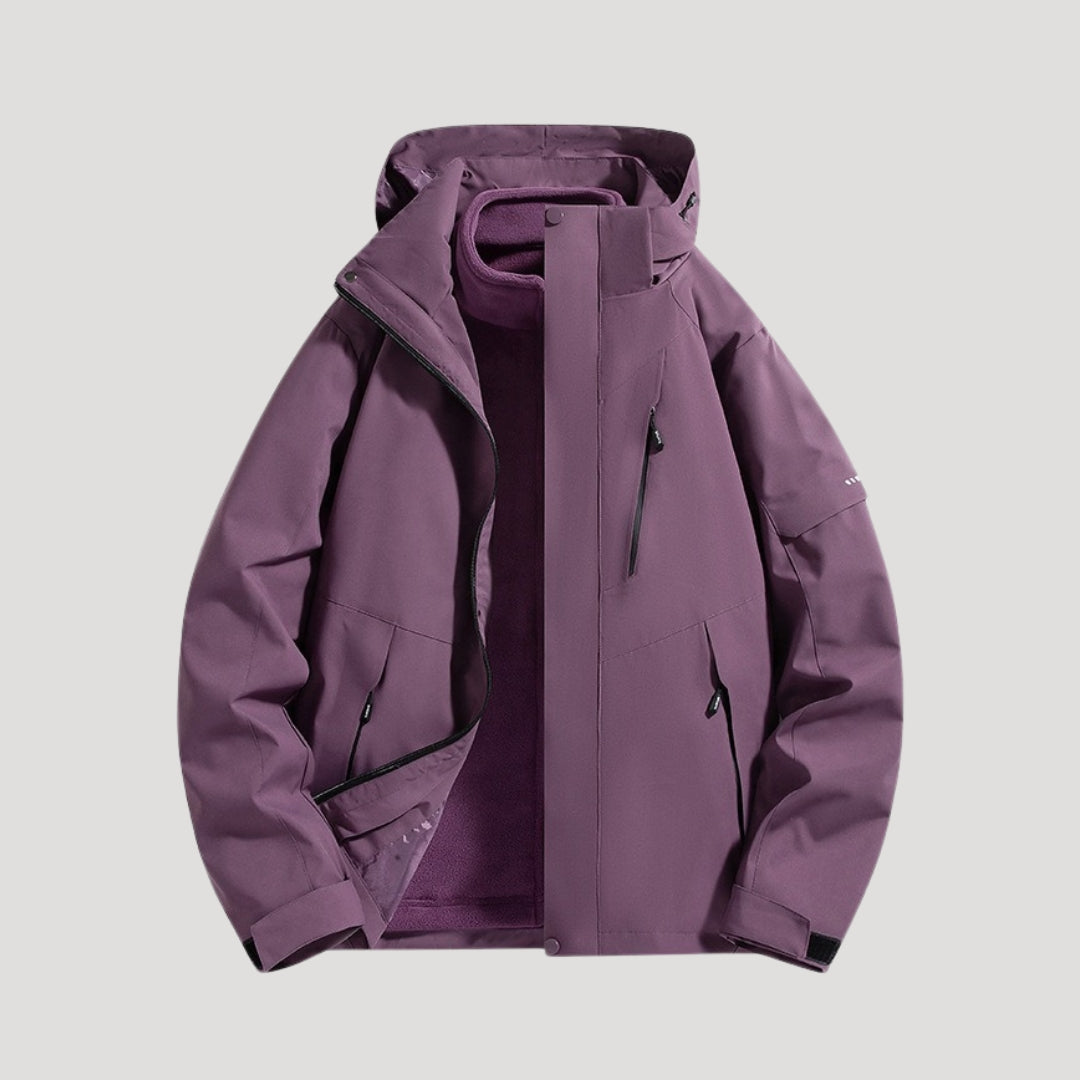 Effortless Waterproof Rain Jacket for Women with Hooded Zip Front Colorblock Relaxed Style