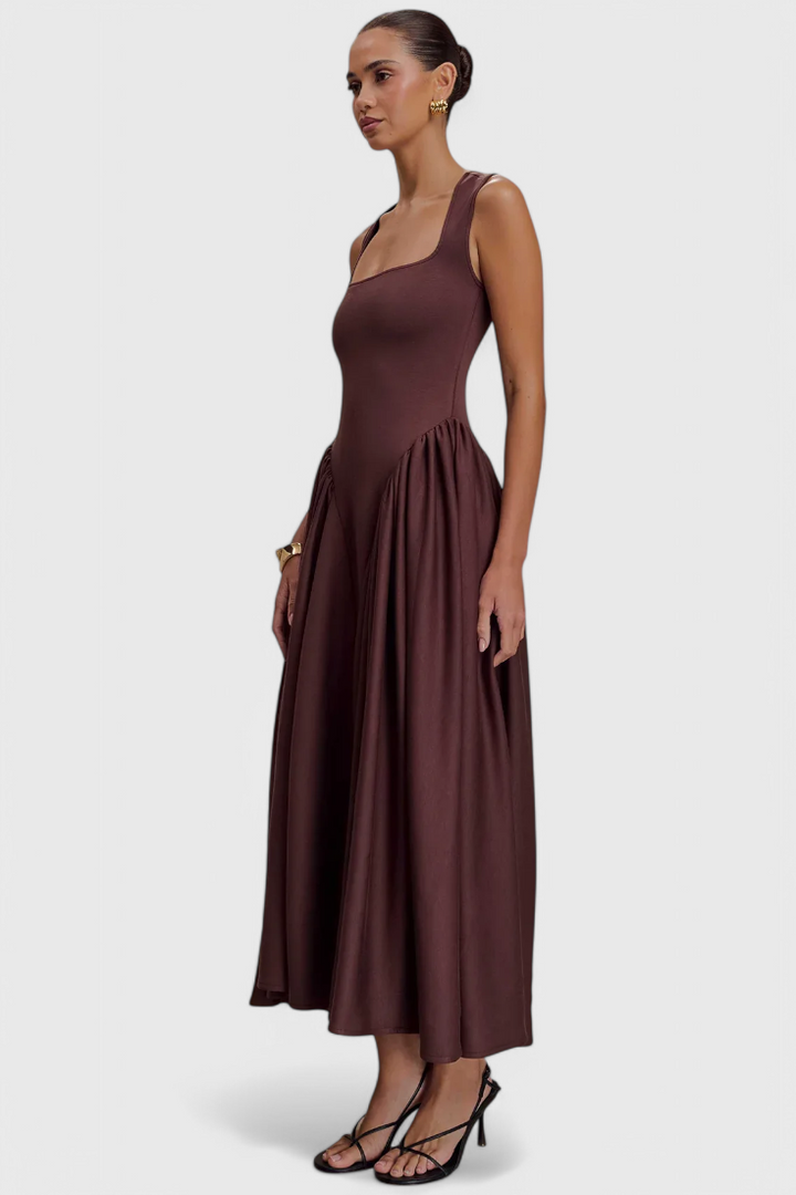 Abito midi Verona con scollo quadrato