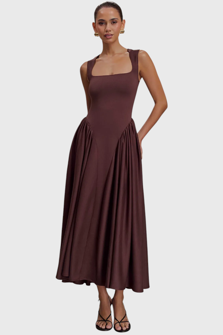 Abito midi Verona con scollo quadrato