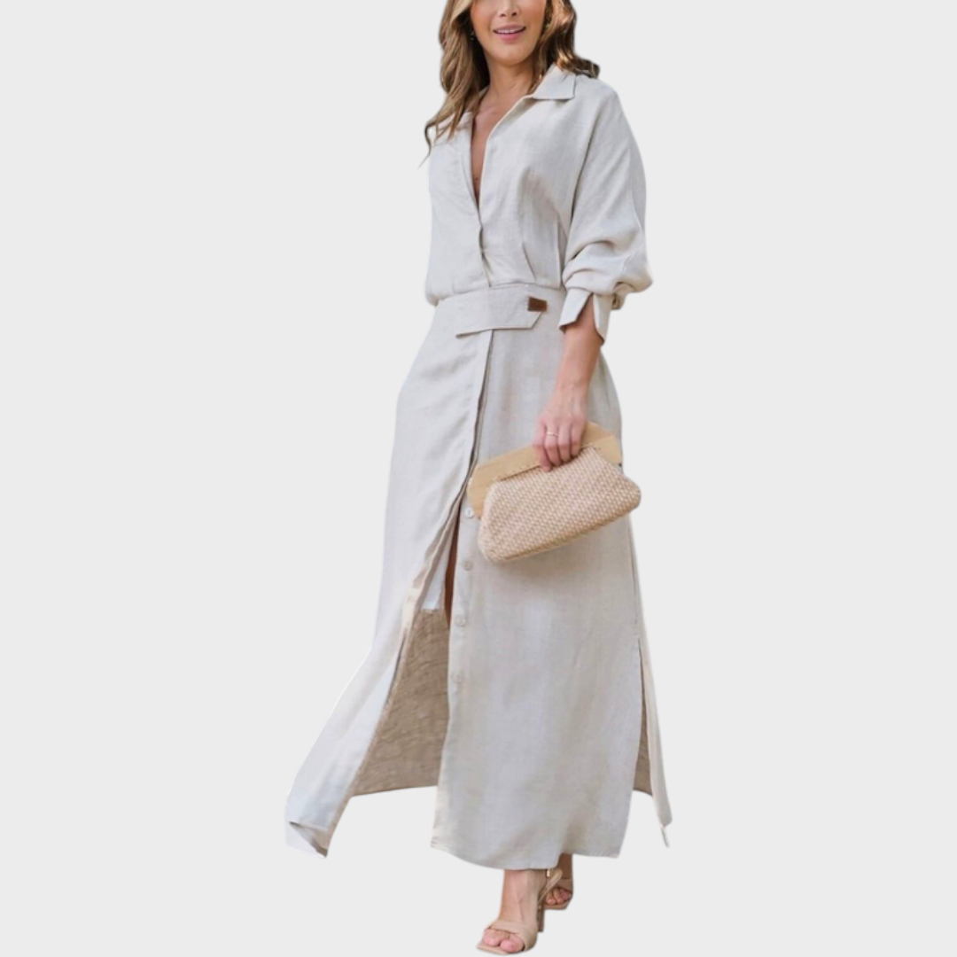 Jeanette | Elegante Abito Lungo con Scollo a V