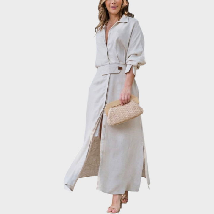 Jeanette | Elegante Abito Lungo con Scollo a V