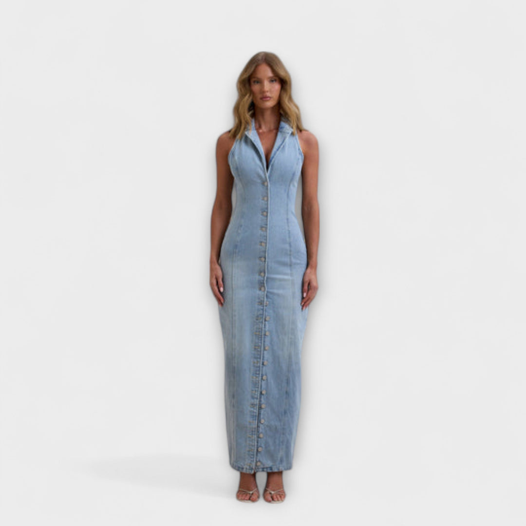 Lacey - Abito lungo in denim lavaggio medio