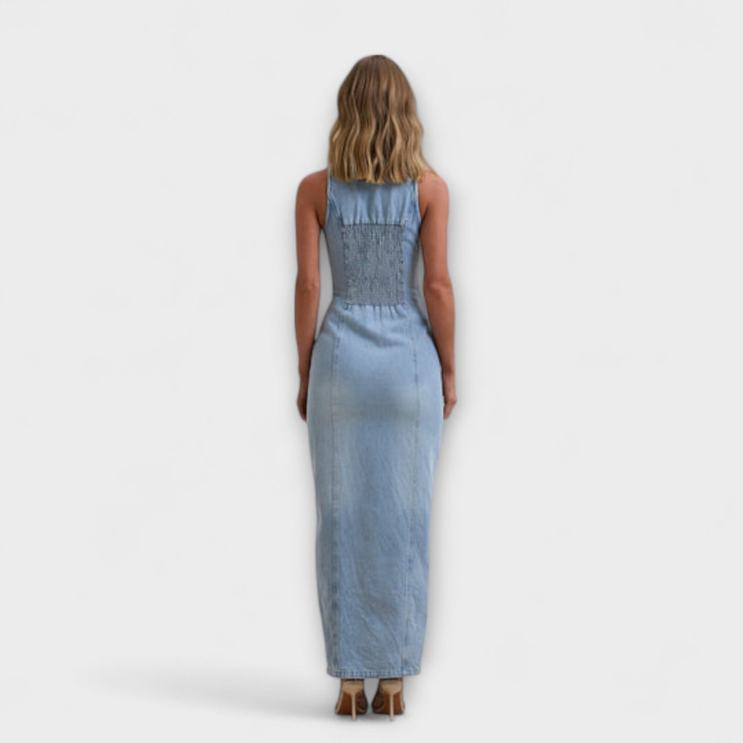 Lacey - Abito lungo in denim lavaggio medio