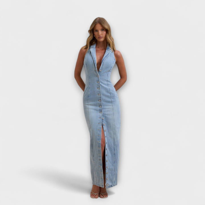 Lacey - Abito lungo in denim lavaggio medio