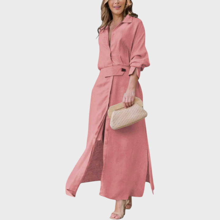 Jeanette | Elegante Abito Lungo con Scollo a V