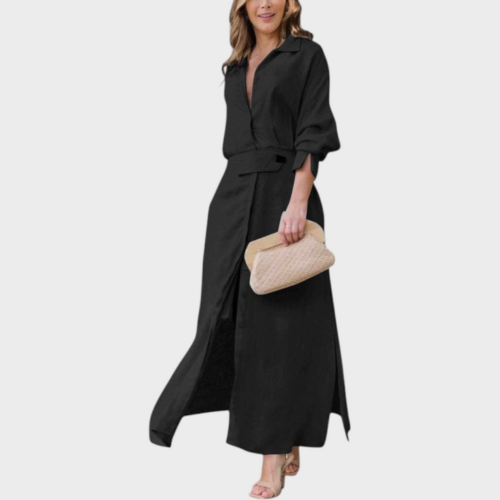 Jeanette | Elegante Abito Lungo con Scollo a V