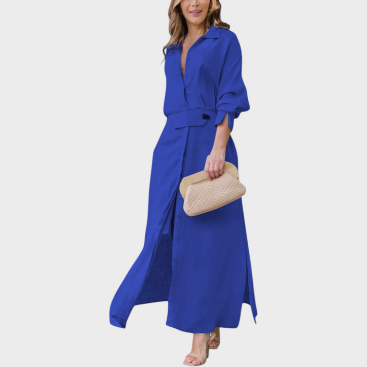 Jeanette | Elegante Abito Lungo con Scollo a V