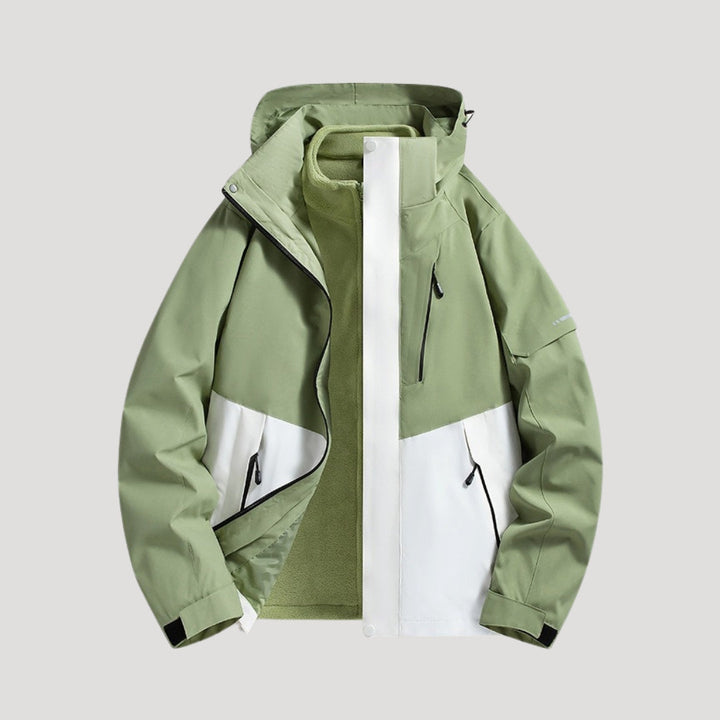Effortless Waterproof Rain Jacket for Women with Hooded Zip Front Colorblock Relaxed Style