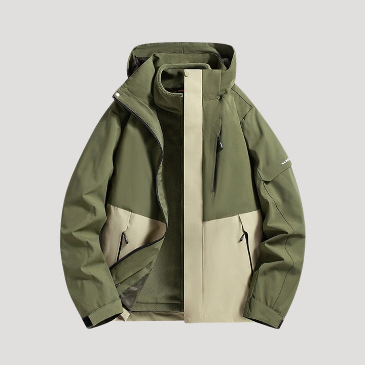 Effortless Waterproof Rain Jacket for Women with Hooded Zip Front Colorblock Relaxed Style
